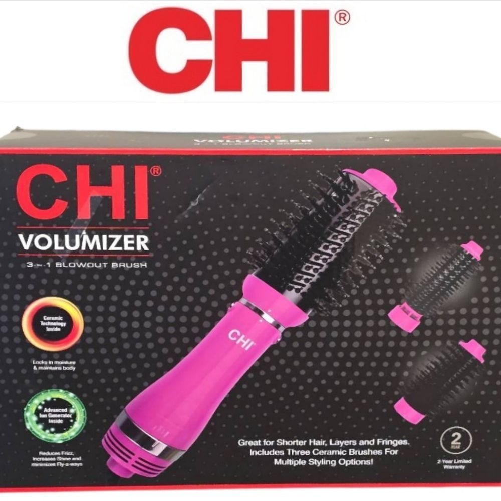CHI Volumizer Round 3-In-1 Blowout Brush Dryer- Pink